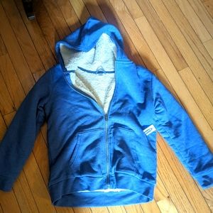Boys 10/12 Sherpa lined sweatshirt NEW